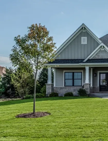 house with nice front lawn